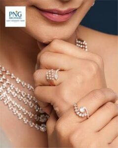 Elegant diamond jewellery collection featuring rings, necklaces, earrings, and bracelets