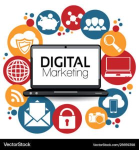 SEO and digital marketing concept on laptop