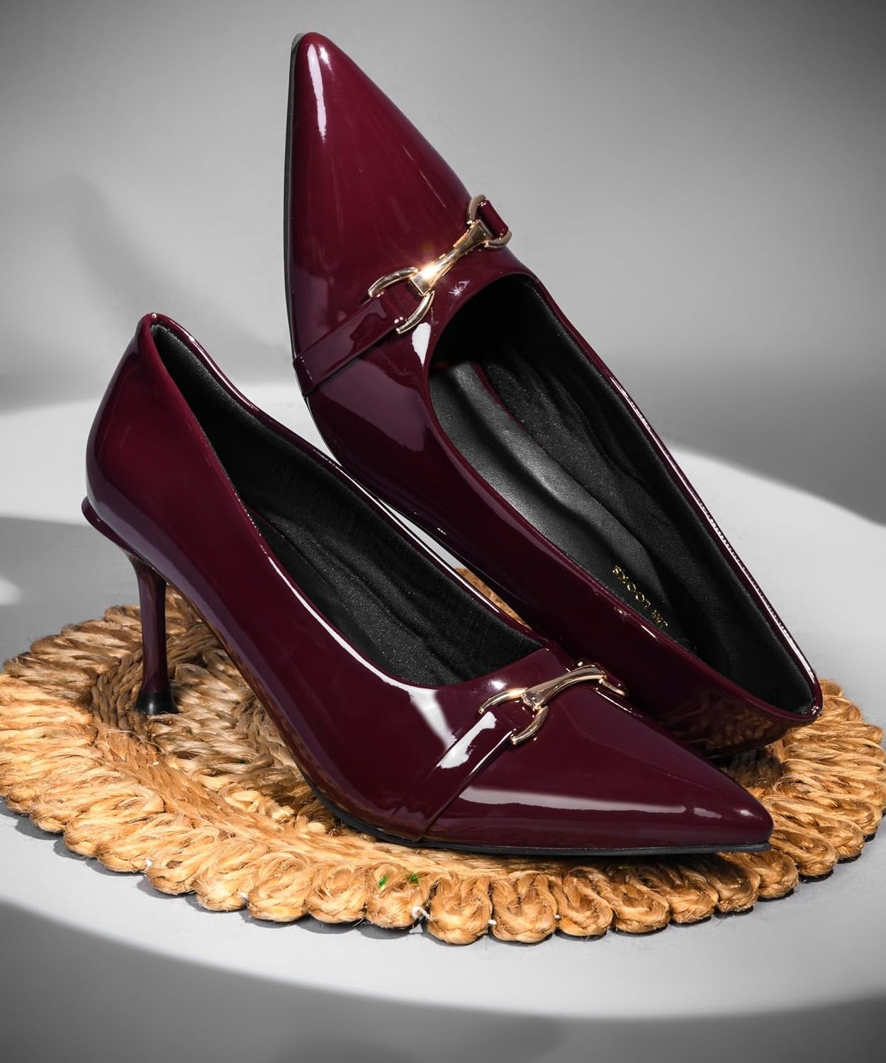 JM LOOKS Women Pointed Toe Stiletto Heel Pumps with Upper Metal Chain Detail for Formal Wear